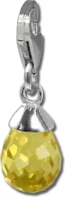 Produktbild von SilberDream Charm Anhänger Tropfen gelb Zirkonia 925 Echt Silber FC202Y