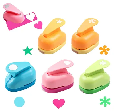 5 Papierstanzer Set – Herz, Stern, Schneeflocke, Blume, Kreis