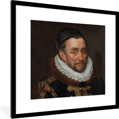 Produktbild von MuchoWow® Gerahmtes Poster Wilhelm von Oranien - Gemälde von Adriaen Thomasz. 40x40 cm - Poster mit Schwarzem Bilderrahmen Wandposter Rahmen Foto Bilder - Poster - Plakat im Rahmen