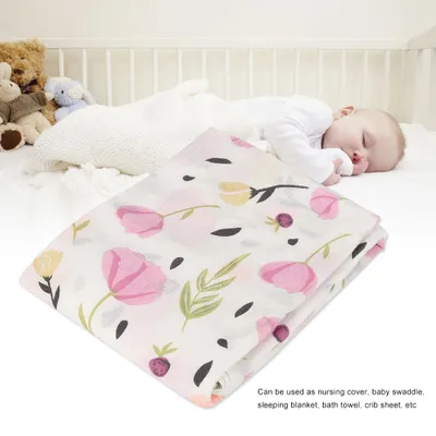 Image de Couverture en mousseline respirante pour nouveau-né Couverture de bain douce pour bébé 120*120cm(#4)