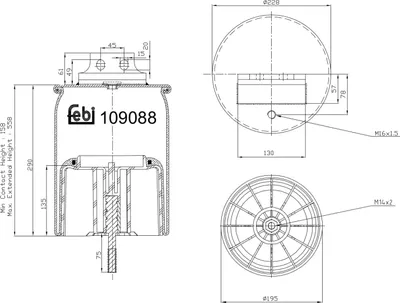 Immagine prodotto di Soffietto a molla, sospensione pneumatica FEBI 109088