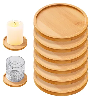 Productafbeelding van Houten kerstteller - 6 stuks - Rond - Ø 10 cm
