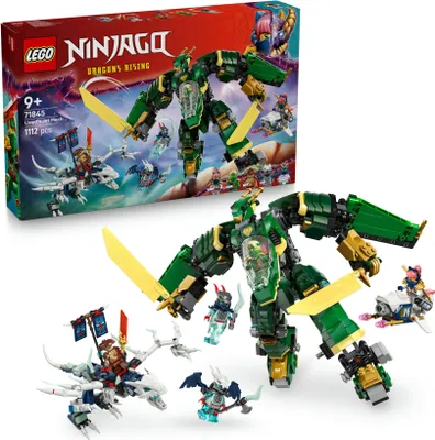Produktbild von LEGO NINJAGO 2in1 Lloyds Jet-Mech - Spielzeug mit 5 Minifiguren, Drachen, Ausrüstung und fliegendem Motorrad - Geschenk für Jungen und Fans von Aufstieg der Drachen ab 9 Jahren 71845