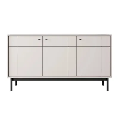 Zdjęcie produktu dla Stylowa Komoda Amani 154 cm Kaszmir na Czarnym Stelażu, 6 Półek
