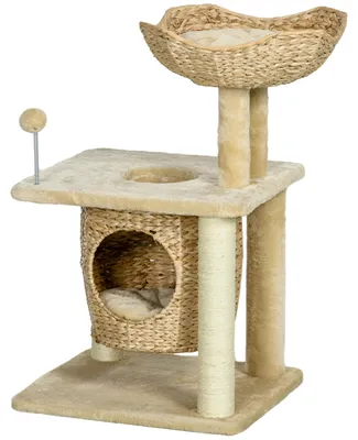 Obrázek produktu pro PawHut Škrabadlo pro kočky, malé, 74 cm, s pelíškem, míčkem a postýlkou