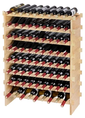 Produktbild von Weinregal Weinständer für 72 Flaschen, BambusßFlaschenregal mit 8 Fächern, Stapelbar Vintage Weinständer Metall für Keller, Bar