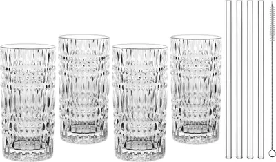 Produktbild von NACHTMANN 106658 TASTES GOOD ETHNO Longdrinkgläser 4er Set und Glastrinkhalme