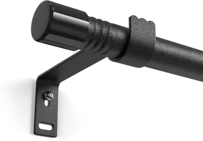 Ausziehbare Gardinenstange, schwarz, 76–210 cm, Metall