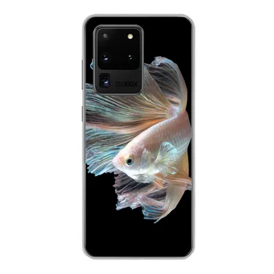Produktbild von MuchoWow® Handyhülle Schutzhülle Hülle für Samsung Galaxy S20 Ultra Fisch - Schwanz - Schwarz Silikon Softcase Handy Hülle - Karteninhaber