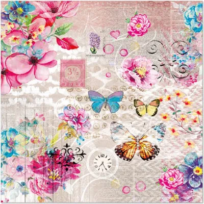Produktbild von PAPSTAR Servietten 1/4-Falz, 33x33 cm, "Nora", 3-lagig, elegant | Folie (20 Stück)