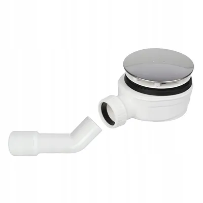 Zdjęcie produktu dla Syfon do brodzika prysznicowego z pokrywą ze stali nierdzewnej, czarny/chrom, 90 mm, przepływ 0,67 l/s, suchy, łatwe czyszczenie