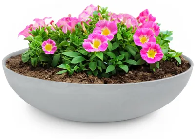Image de Jardinière ronde ventrue de 45 cm pour l'extérieur, marbrée gris clair