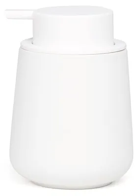 Obrázek produktu pro Keramický dávkovač mýdla, bílý, objem 350 ml, s gumovým povrchem, vhodný do koupelny i kuchyně