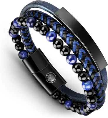Produktbild von Lederarmband geflochten, schwarz und braun, mit Magnetschließe, Herren, modisches Accessoire