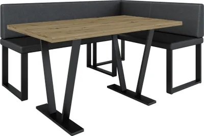 Obrázek produktu pro Rohová lavice AKIKO METAL se stolem 196x142 vpravo - rohová lavice pro vaši jídelnu, moderní kuchyň, obývací pokoj, jídelní kout. Ideální do kuchyně, kanceláře a recepce