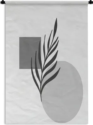 Produktbild von MuchoWow® Wandteppich Wandbehang Formulare - Pflanze - Schwarz - Weiß 120x180 cm Tapisserie Dekoration Wandtuch - Schlafzimmer - Dekorationen für das Haus