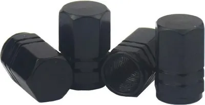 Immagine prodotto di INF Set 4 Cappucci Valvola Pneumatici Auto in Alluminio Nero 1.6x1x1cm