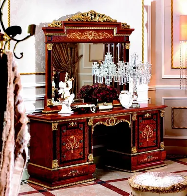 Image de Coiffeuse miroir classe luxe console chambre baroque rococo E38