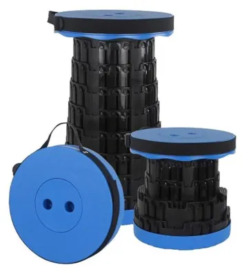 Zdjęcie produktu dla Składany taboret teleskopowy, wysokość regulowana 7-45 cm, udźwig 210 kg, kolor niebieski