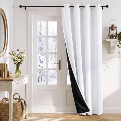 Zdjęcie produktu dla Zasłona zaciemniająca, biała, 140 x 240 cm, podszewka, 1 sztuka, poliester, możliwość prania