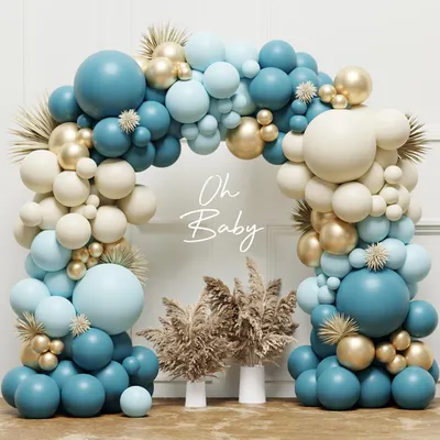 Immagine prodotto di Ghirlande di palloncini blu, 131 pezzi, ideali per feste di compleanno, colore sabbia, realizzati in lattice