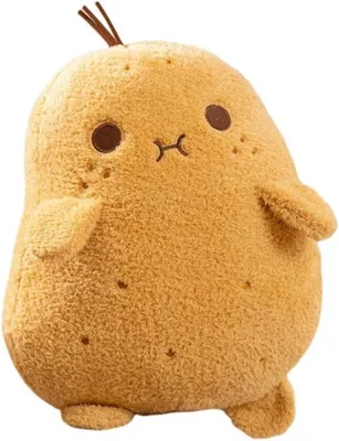 Productafbeelding van Pluche knuffelkussen in de vorm van een aardappel, zacht gevuld, 25 cm, decoratief kussen voor kinderen