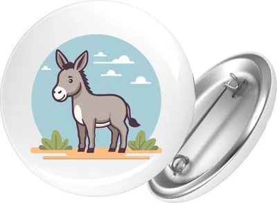 Produktbild von Huuraa Button süßer Esel Comic 59mm rund mit Sicherheitsnadel Ansteckbutton Geschenkidee