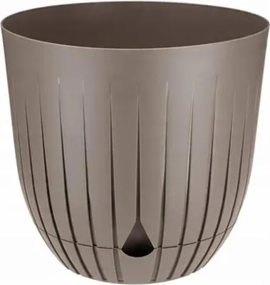 Zdjęcie produktu dla Doniczka ozdobna z tworzywa sztucznego Verdenia taupe 13 cm – lekka i trwała doniczka 13x13x12,5 cm