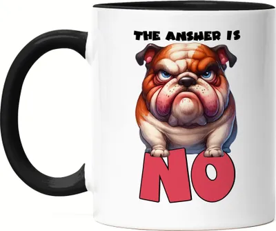 Produktbild von The answer is no Grimmiger Bulldogge Tasse Schwarz - Geschenk für Kollegen