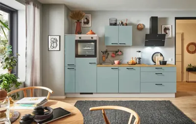 Produktbild von PICCANTE Plus Küchenzeile ohne Geräte Marlena 280 cm fjördgrün matt vormontiert Variante links 4067368007610