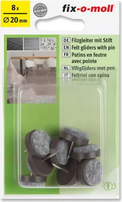 Produktbild von Filzgleiter mit Stift rund 20mm braun fix-o-moll