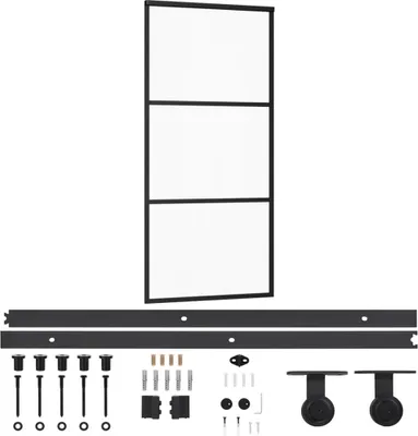 Produktbild von vidaXL Schiebetür mit Beschlag ESG-Glas & Aluminium 90x205 cm