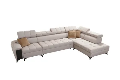 Produktbild von L-förmiges Sofa mit Schlaffunktion Eckcouch GREKO XI Grau Stoff AVRA 17 Rechtsseitig IM SOFA