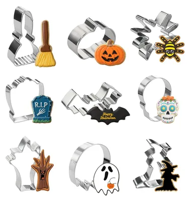 Productafbeelding van Set van 9 Halloween uitsteekvormen voor koekjes van roestvrij staal