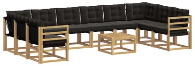 Produktbild von vidaXL Outdoor-Sofagarnitur mit Kissen 11 pcs Weiß und Schwarz