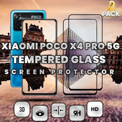 Produktbild von 2-Pack Xiaomi POCO X4 Pro Displayschutzfolie - Gehärtetes Glas 9H - Super Qualität 3D