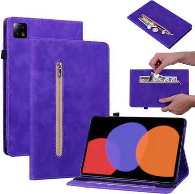 Produktbild von Für Xiaomi Pad 6 / 6 Pro 11 Lila Kunst Leder Hülle Tablet Tasche Reißverschluss