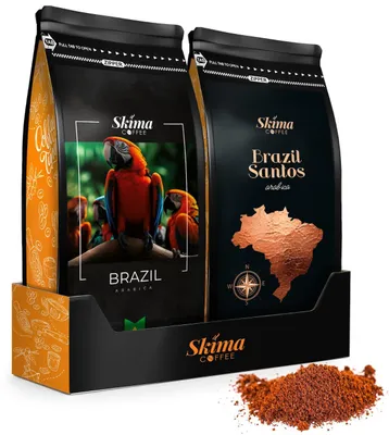 Produktbild von Gemahlener Kaffee 2 x 500 g BRASILIEN/BRASILIEN SANTOS ARABICA frisch geröstet + Tassenuntersetzer
