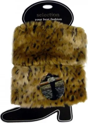 Produktbild von Tobeni 1 Paar Damen Stiefelstulpen Stulpen in Felloptik 10 cm Länge One size, Farbe:Leopard