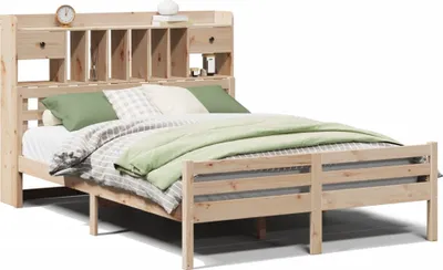 Produktbild von vidaXL Massivholzbett mit Regal ohne Matratze 140x200 cm Kiefer