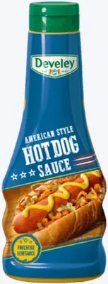 Image de Sauce fruitée pour hot dog américain Develey à la mangue et à la pomme 250ml