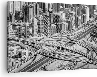 Produktbild von Bild auf Leinwand - Leinwandbild - Einteilig - Stadt Wolkenkratzer Autobahn - 70x50cm - Wand Bild - Wanddeko - Wandbilder - Leinwanddruck - Bilder - Wanddekoration - Leinwand bilder - AA70x50-5065