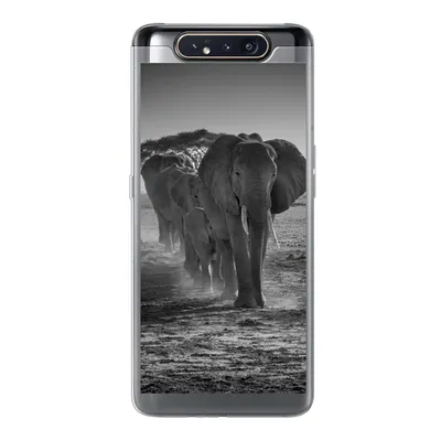 Produktbild von MuchoWow® Handyhülle Schutzhülle Hülle für Samsung Galaxy A80 Elefant - Einfarbig - Tiere - Schwarz - Weiß Silikon Softcase Handy Hülle - Schutzdeckel