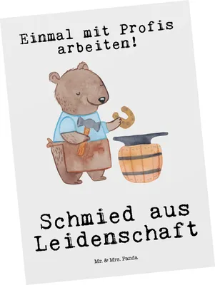 Produktbild von Mr. & Mrs. Panda Postkarte Schmied Leidenschaft - Weiß - Geschenk, Grußkarte, bildkarte, Ansichtskarte, Postkarten, einzelkarte