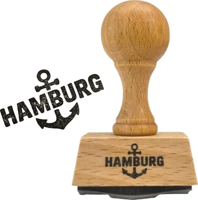 Produktbild von Eckiger Holzstempel mit Hamburg Anker Motiv, Stempelbild ca. 4 x 2,5 cm