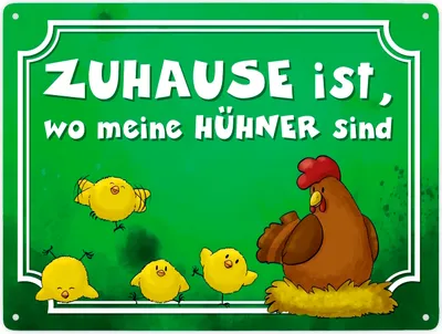 Produktbild von Zuhause ist, wo meine Hühner sind Metallschild XXL in 28x38 cm mit Huhn und