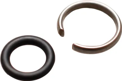 A black O-ring and a silver C-clip are shown against a white background.