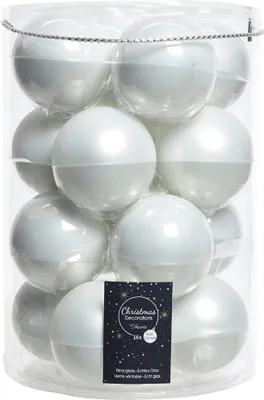 Produktbild von Weihnachtskugeln Glas 8cm 16 Stück - Winterweiss