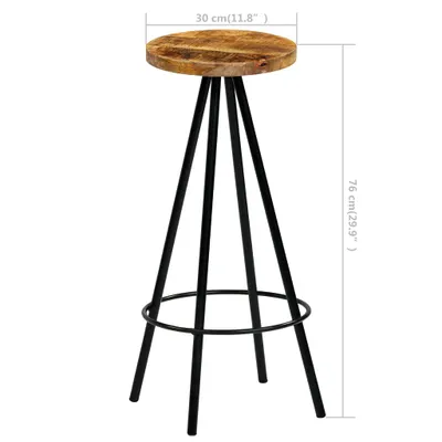 Image de vidaXL Tabouret de bar 2 pcs. Bois massif de manguier