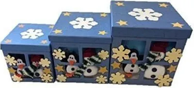 Produktbild von 3er Set Geschenkboxen mit Dekomotiven für Weihnachten, 11, 14, 16 cm